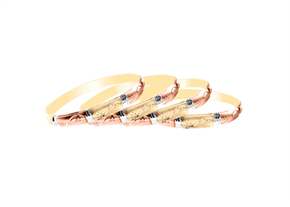 Tri Tone Plated | Diamond Cut Bangles